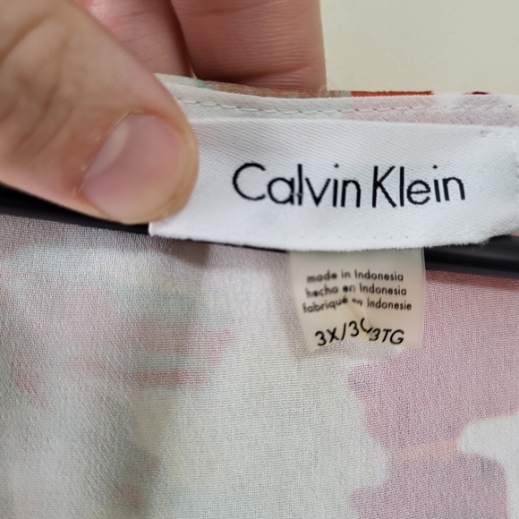 Calvin Klein 3X plus size floral sheer tunic top bohemian office lagenlook - Picture 8 of 9